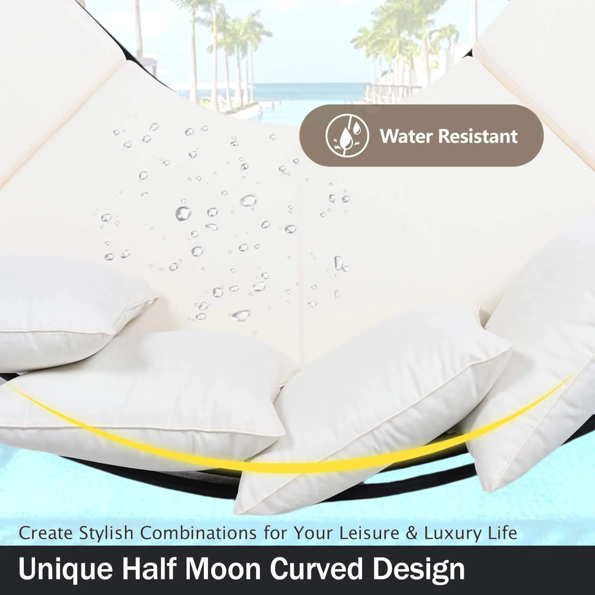 Alora Premium Half-Moon 6-Person Curved All-Weather Outdoor Furniture Sofa Patio Set With Coffee Table And Cushions (SAK76332) by SAKSBY WHOLESALE