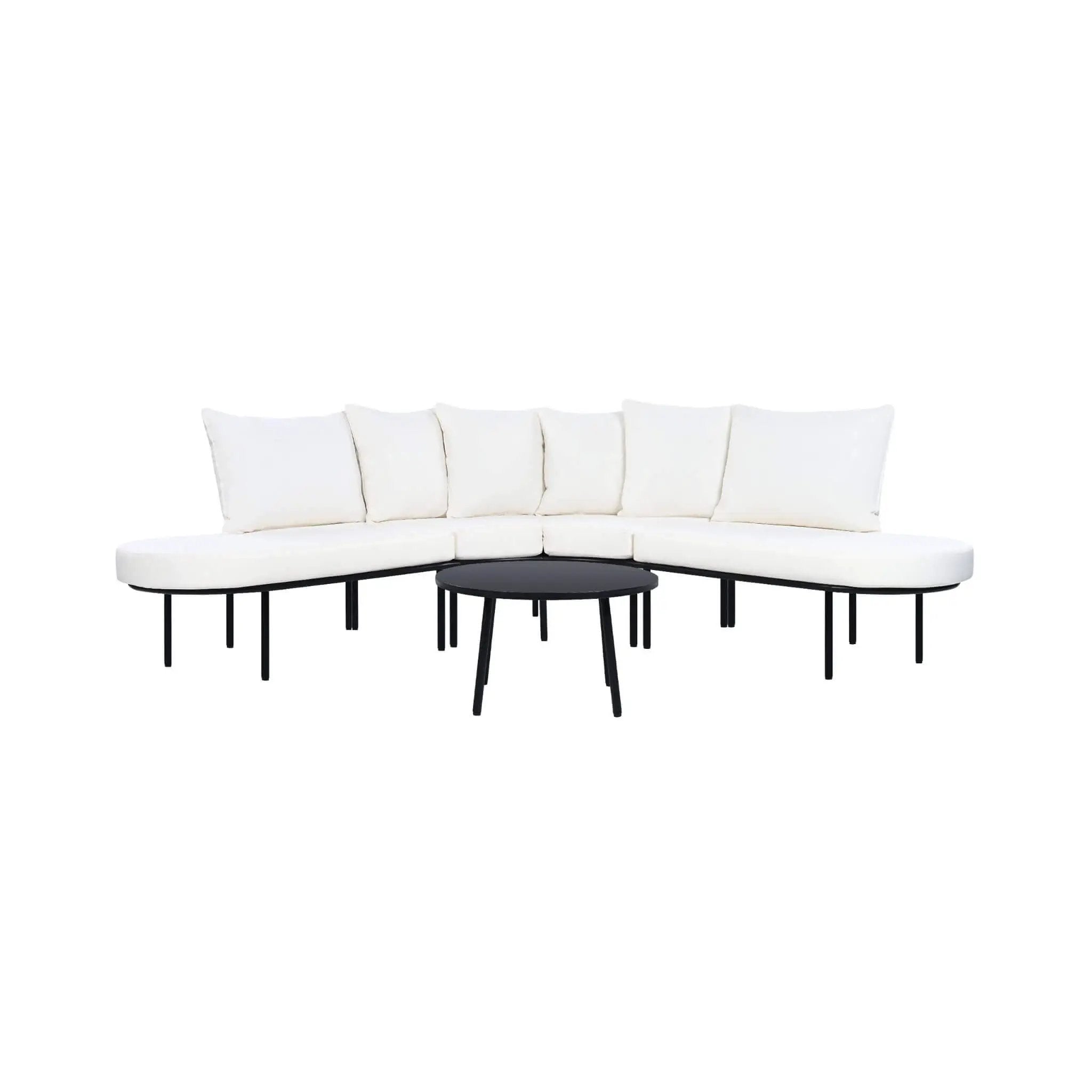 Alora Premium Half-Moon 6-Person Curved All-Weather Outdoor Furniture Sofa Patio Set With Coffee Table And Cushions (SAK76332) by SAKSBY WHOLESALE