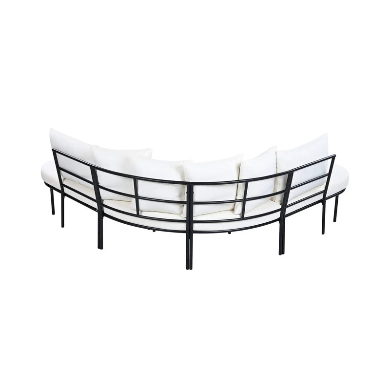 Alora Premium Half-Moon 6-Person Curved All-Weather Outdoor Furniture Sofa Patio Set With Coffee Table And Cushions (SAK76332) by SAKSBY WHOLESALE