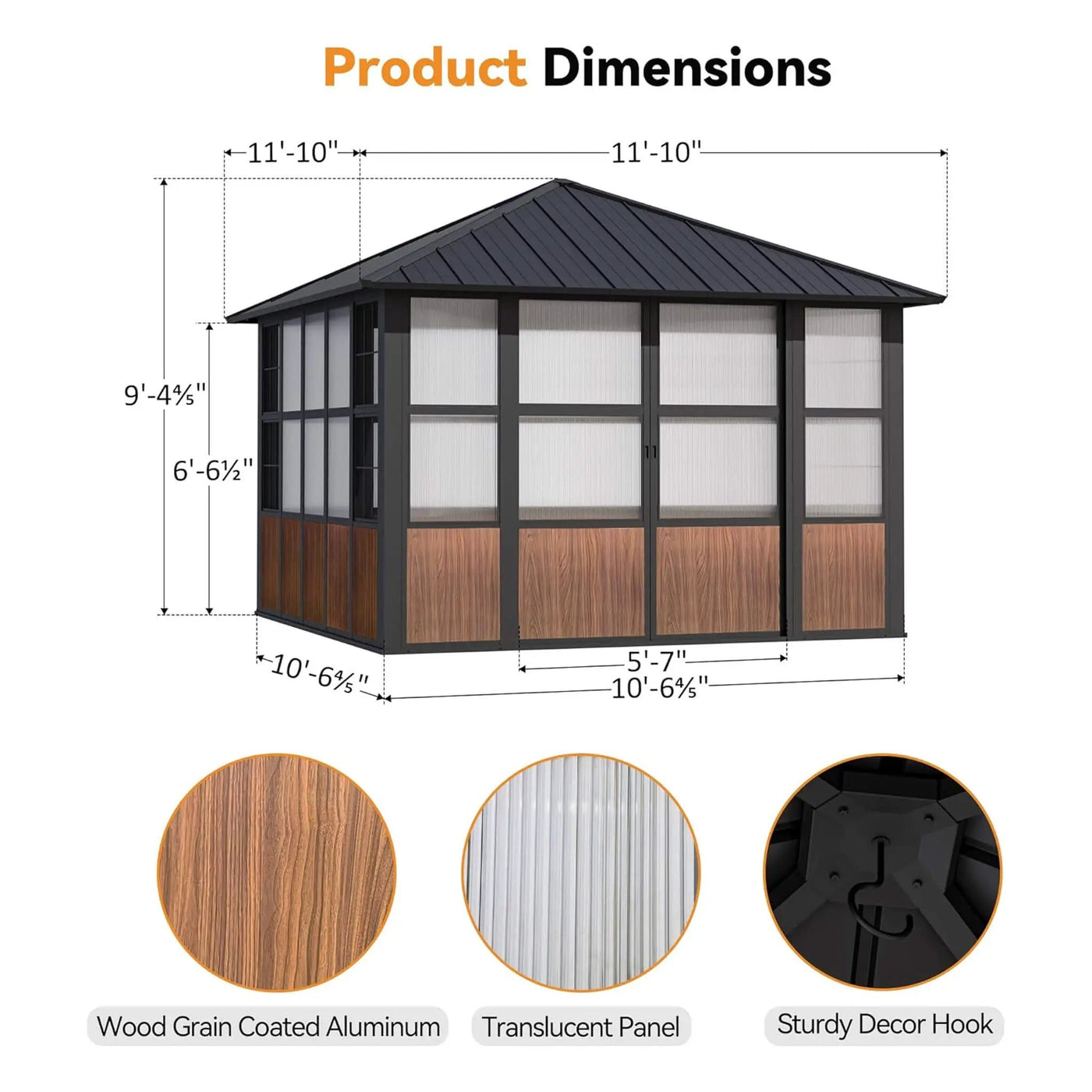 Alora Grandview Premium Hardtop Aluminum Sunroom Solarium With TV Mount And Sliding Doors (SAK60439) by SAKSBY WHOLESALE