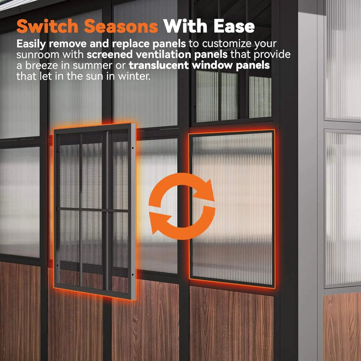 Alora Grandview Premium Hardtop Aluminum Sunroom Solarium With TV Mount And Sliding Doors (SAK60439) by SAKSBY WHOLESALE