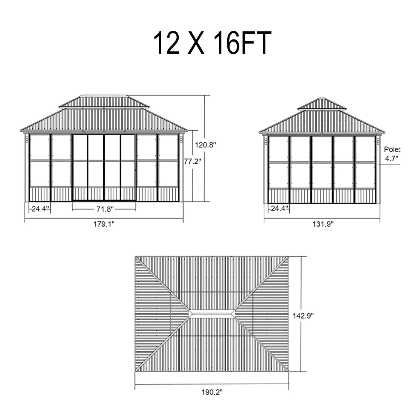 Alora Prestige Premium Hardtop Double Top Outdoor Patio Solarium Sunroom (SAK43078) by SAKSBY WHOLESALE