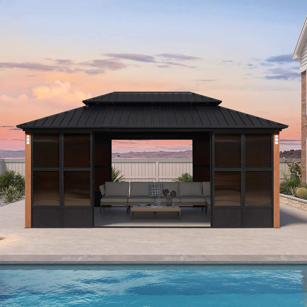 Alora Prestige Premium Hardtop Double Top Outdoor Patio Solarium Sunroom (SAK43078) by SAKSBY WHOLESALE