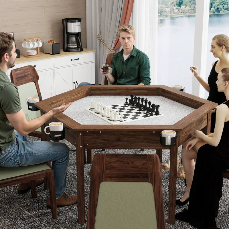 Premium 6-Person Hexagonal Game And Dining Table With Top, Mat And Cup Holders (SAK67845) by SAKSBY WHOLESALE
