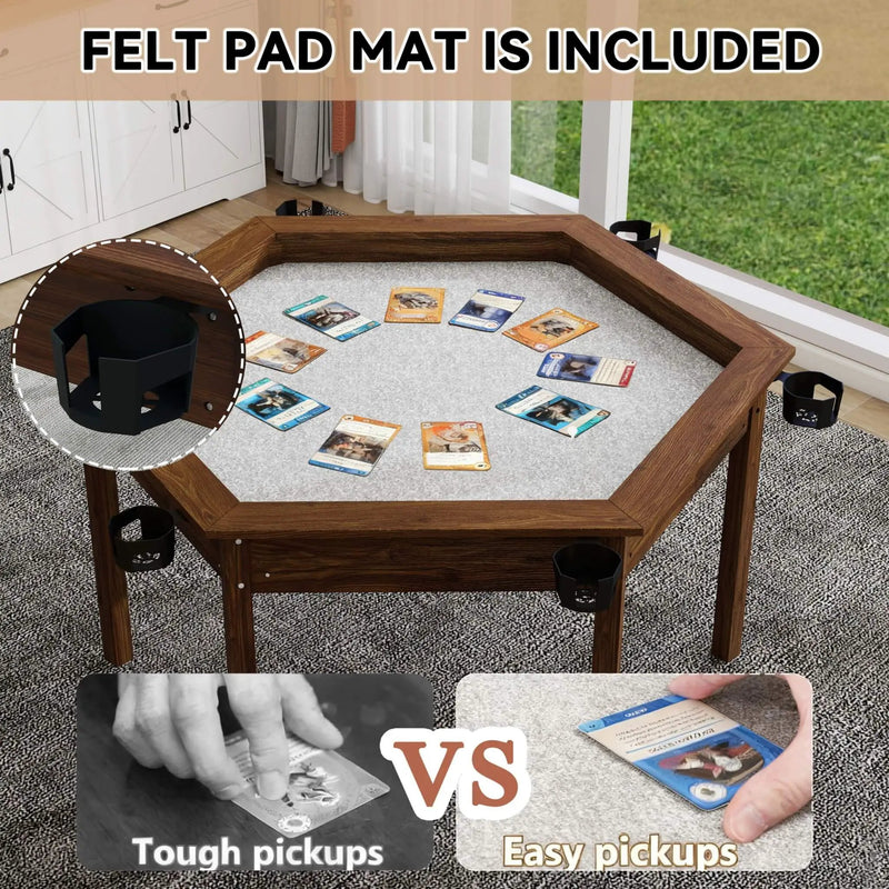 Premium 6-Person Hexagonal Game And Dining Table With Top, Mat And Cup Holders (SAK67845) by SAKSBY WHOLESALE