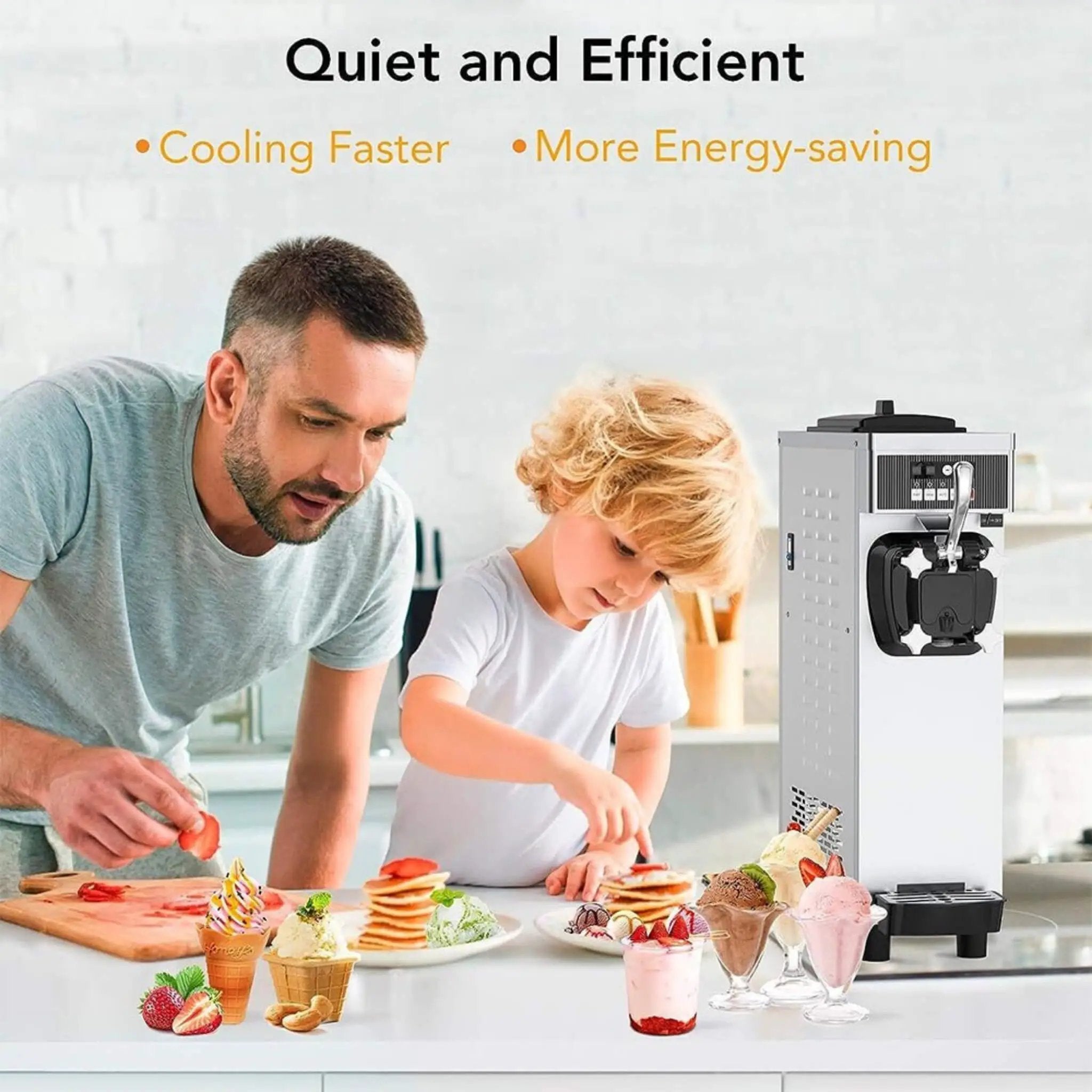 Premium 1200W Industrial Single-Flavor Soft Serve Ice Cream Maker Machine (SAK81752) by SAKSBY WHOLESALE