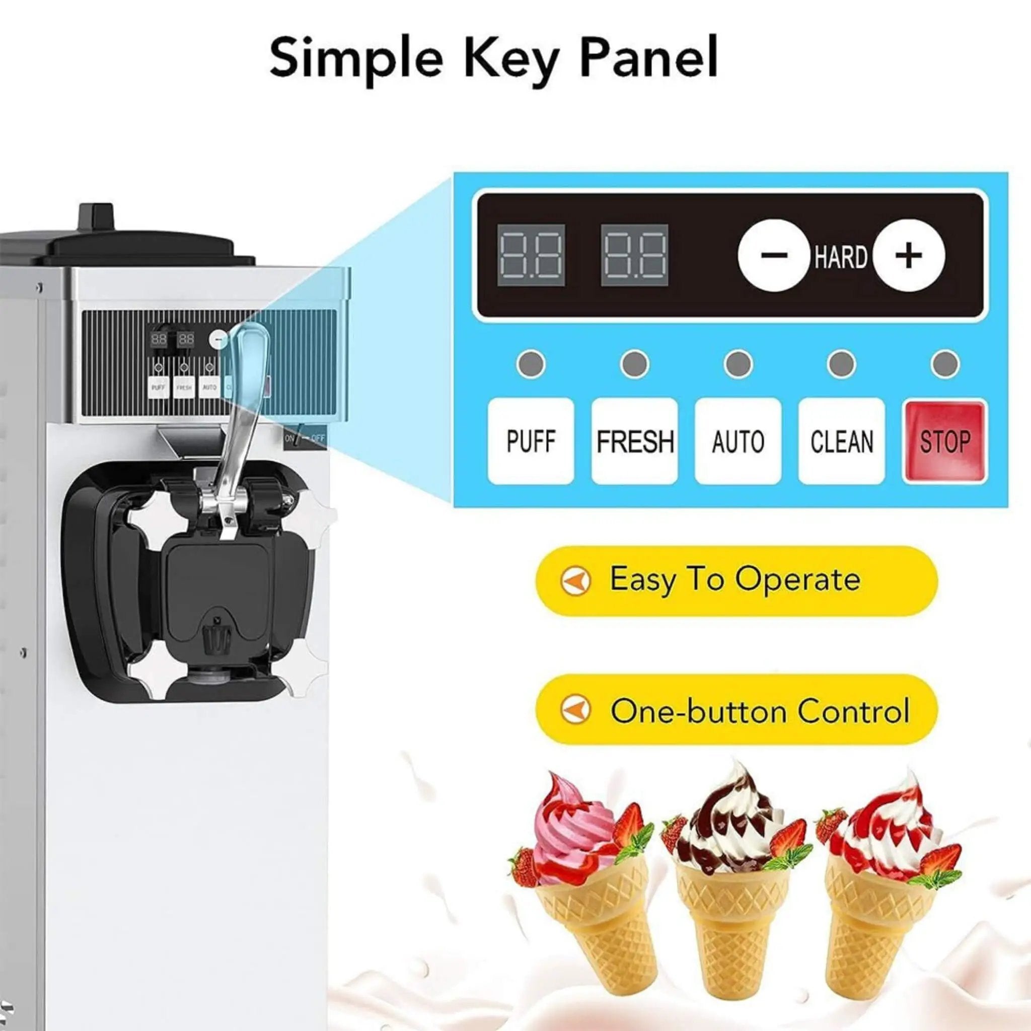 Premium 1200W Industrial Single-Flavor Soft Serve Ice Cream Maker Machine (SAK81752) by SAKSBY WHOLESALE