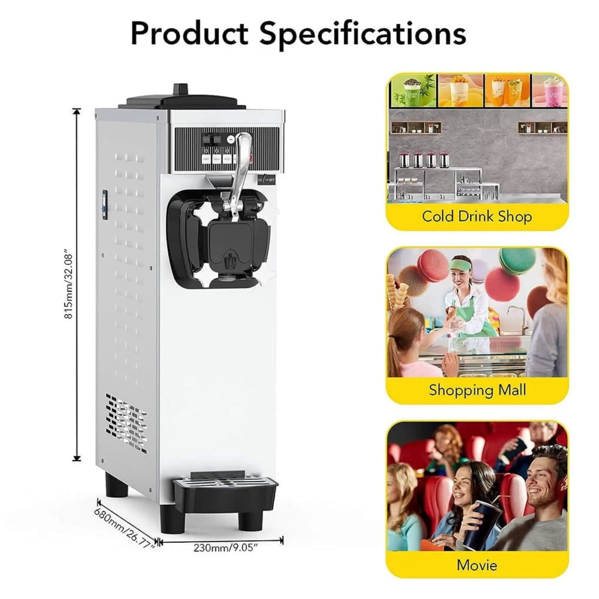 Premium 1200W Industrial Single-Flavor Soft Serve Ice Cream Maker Machine (SAK81752) by SAKSBY WHOLESALE