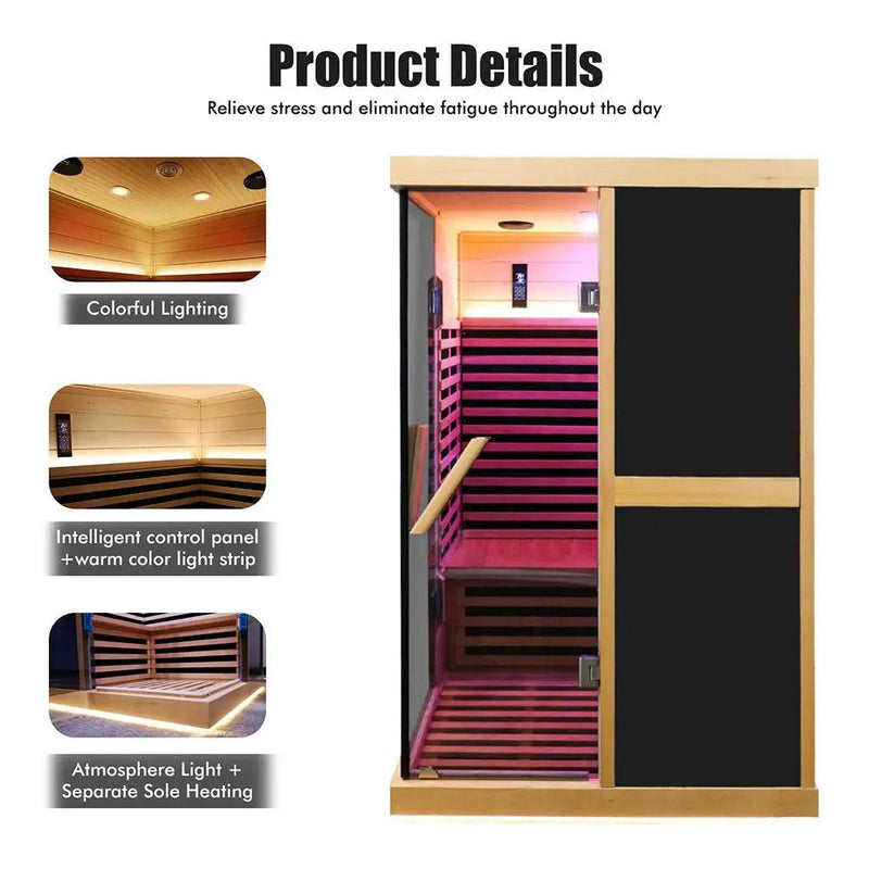 Thermora Helix Premium Large 2-Person V-Shaped FAR Infrared Sauna Room With Double Glass Doors, 1980W (SAK96413) by SAKSBY WHOLESALE