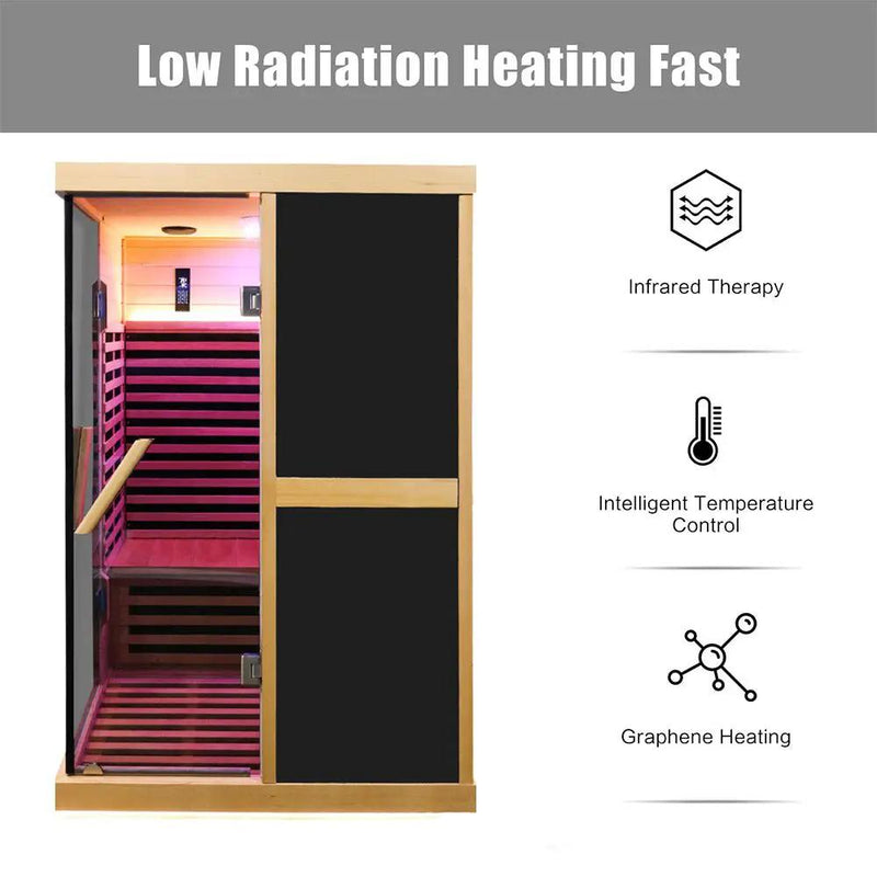 Thermora Helix Premium Large 2-Person V-Shaped FAR Infrared Sauna Room With Double Glass Doors, 1980W (SAK96413) by SAKSBY WHOLESALE