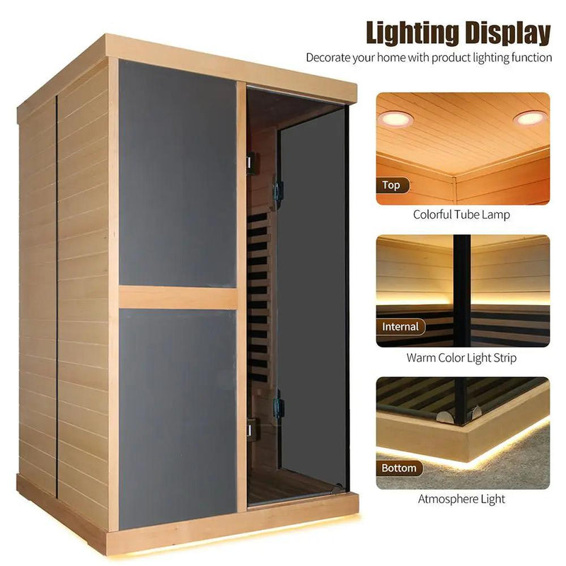 Thermora Helix Premium Large 2-Person V-Shaped FAR Infrared Sauna Room With Double Glass Doors, 1980W (SAK96413) by SAKSBY WHOLESALE