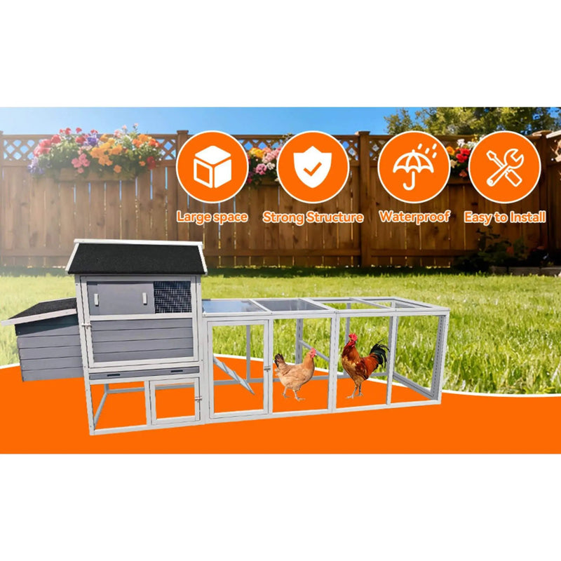 Large Heavy-Duty 113-Inch Outdoor Anti-UV Waterproof Wooden Chicken Coop Hen House (SAK32684) by SAKSBY WHOLESALE