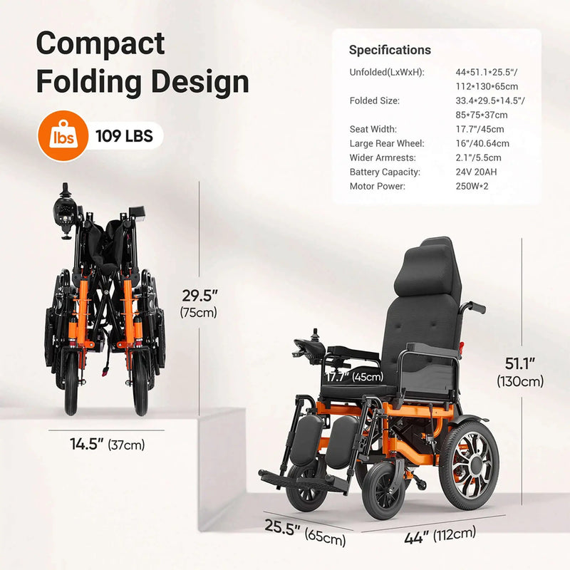 Motivo Premium Lightweight Electric Full Reclining Motorized Foldable Wheelchair (SAK91516) by SAKSBY WHOLESALE
