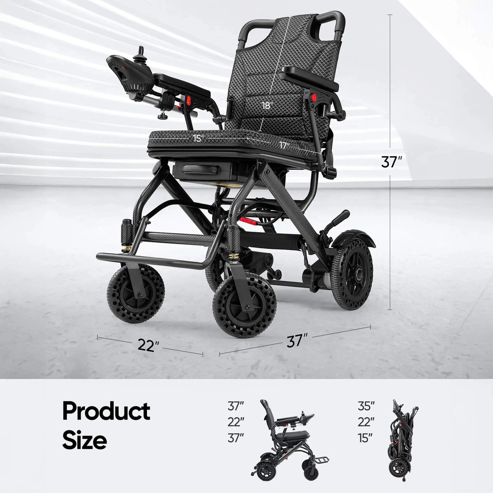 Pride Premium Lightweight Foldable All-Terrain Electric Wheelchair, 300LBS [FDA & Airline Approved] (SAK18673) by SAKSBY WHOLESALE