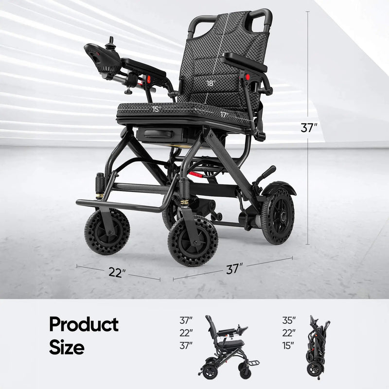 Pride Premium Lightweight Foldable All-Terrain Electric Wheelchair, 300LBS [FDA & Airline Approved] (SAK18673) by SAKSBY WHOLESALE