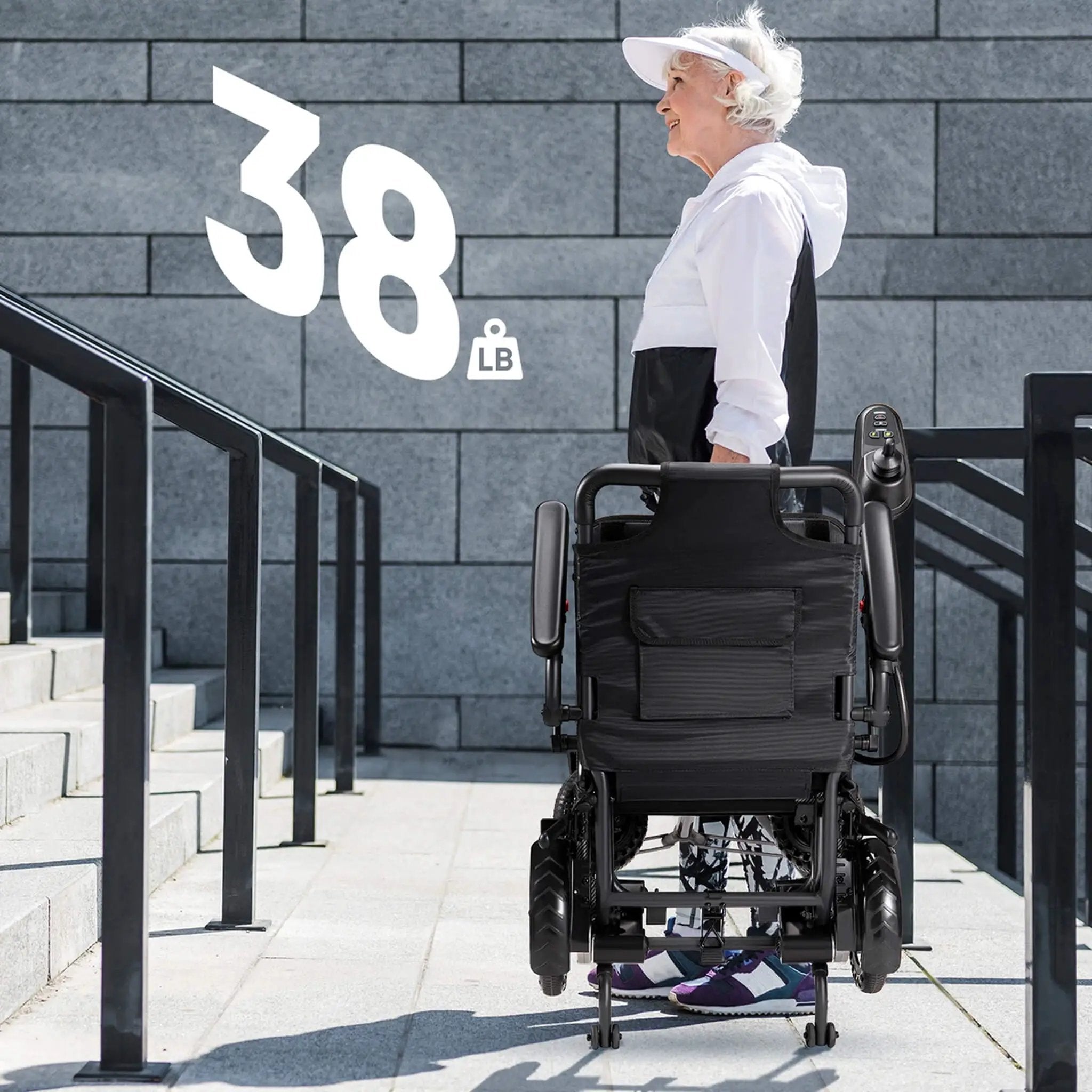 Pride Premium Lightweight Foldable All-Terrain Electric Wheelchair, 300LBS [FDA & Airline Approved] (SAK18673) by SAKSBY WHOLESALE