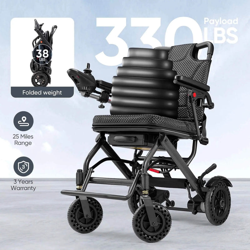 Pride Premium Lightweight Foldable All-Terrain Electric Wheelchair, 300LBS [FDA & Airline Approved] (SAK18673) by SAKSBY WHOLESALE