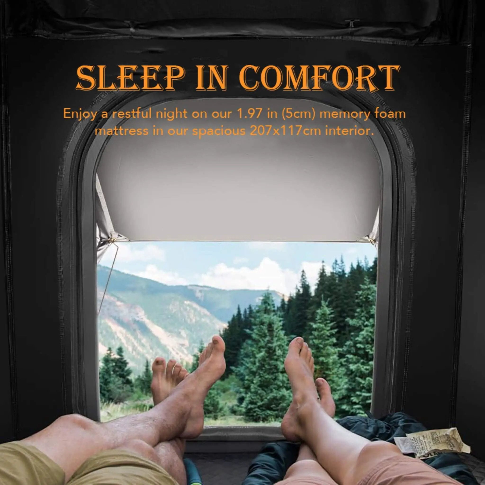 Trailora Apex Premium Lightweight Hard Shell Rooftop Tent With LED Strip And Memory Foam (SAK51780) by SAKSBY WHOLESALE