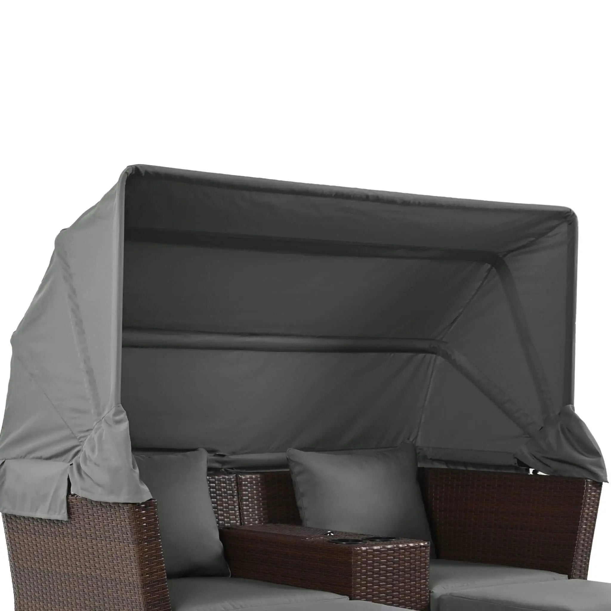 Alora Premium Outdoor 2-Seater Patio Daybed With Foldable Awning, Cushions, And Rattan Frame (SAK90233) by SAKSBY WHOLESALE