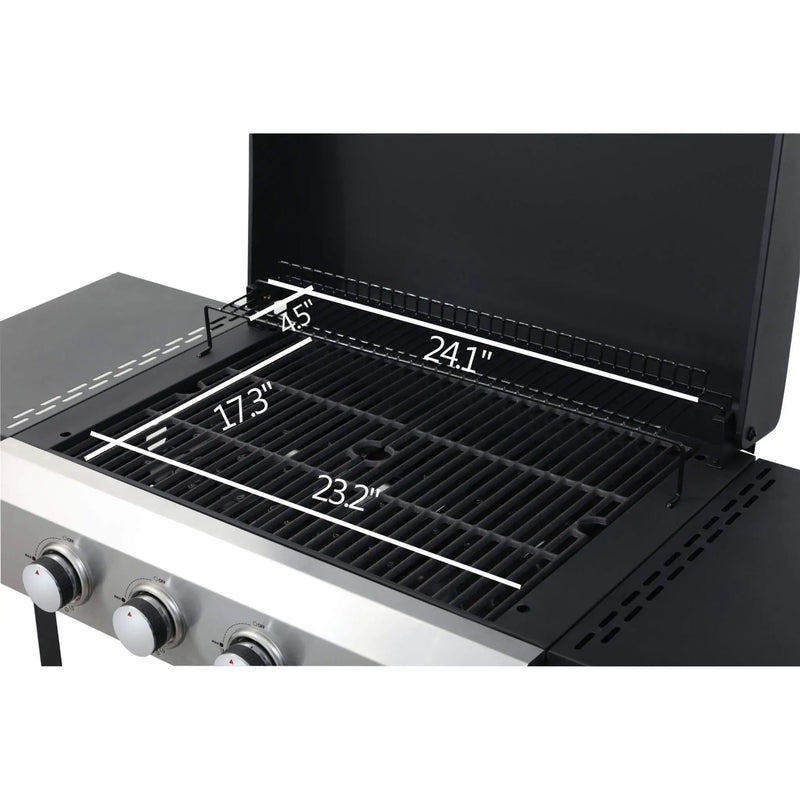 Premium Outdoor 4-Burner Propane BBQ Grill With Foldable Side Tables, Hanging Basket, And Cooking Grids (SAK53213) by SAKSBY WHOLESALE