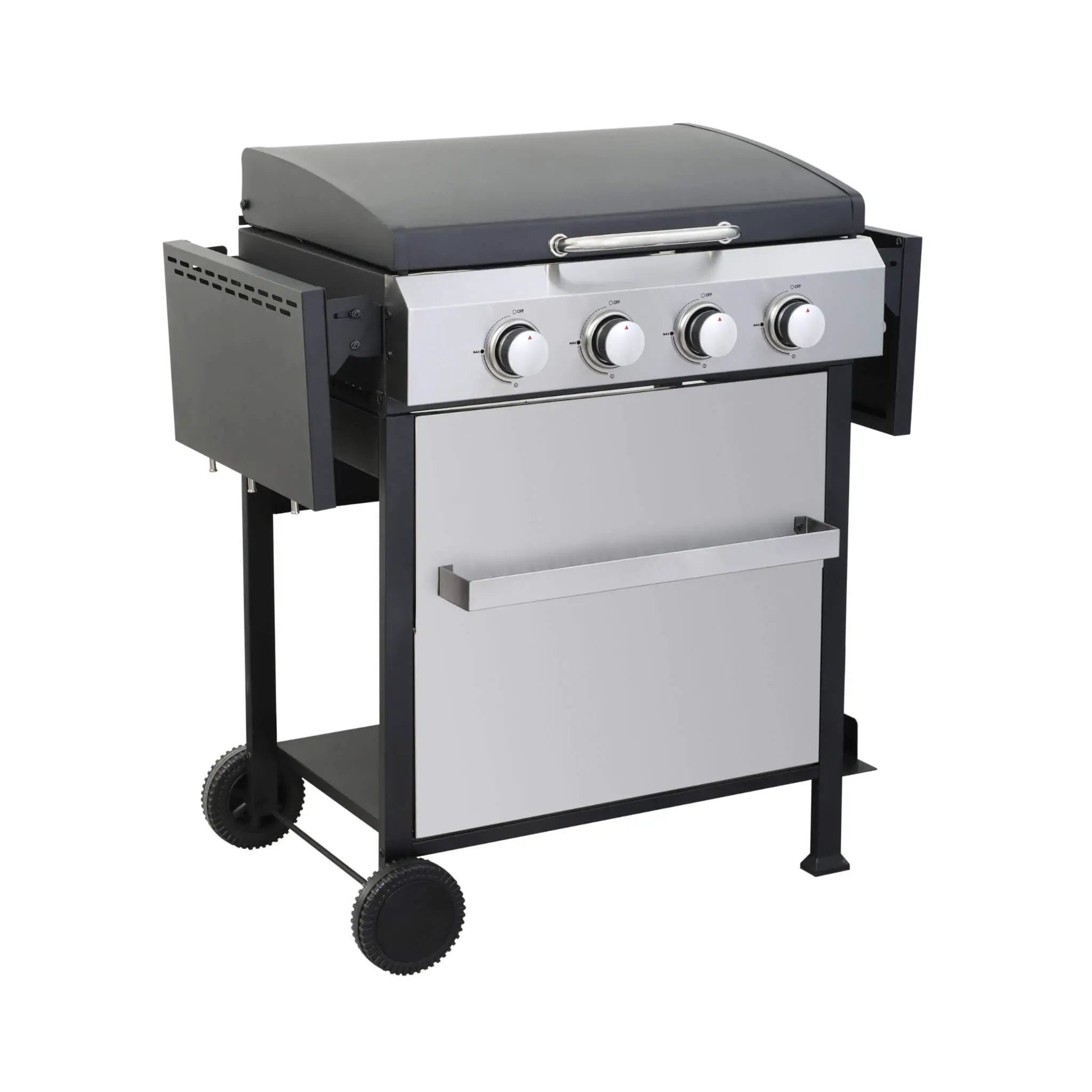 Premium Outdoor 4-Burner Propane BBQ Grill With Foldable Side Tables, Hanging Basket, And Cooking Grids (SAK53213) by SAKSBY WHOLESALE