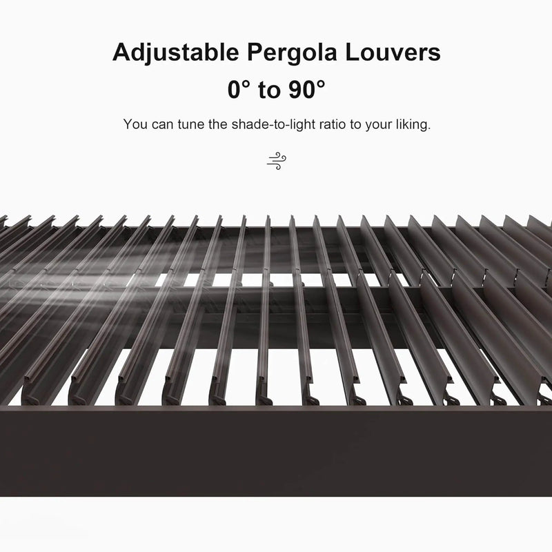 Alora Premium Outdoor Aluminum Louvered Patio Pergola With LED Lights [PERGOLA ONLY] (SAK24896) by SAKSBY WHOLESALE