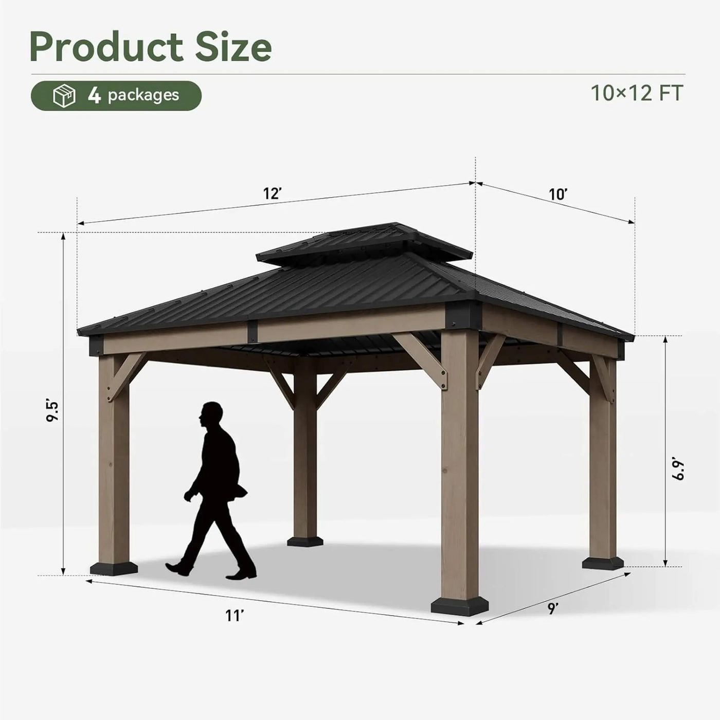 Alora Premium Outdoor Cedar Wood Galvanized Steel Hardtop Gazebo (SAK23907) by SAKSBY WHOLESALE