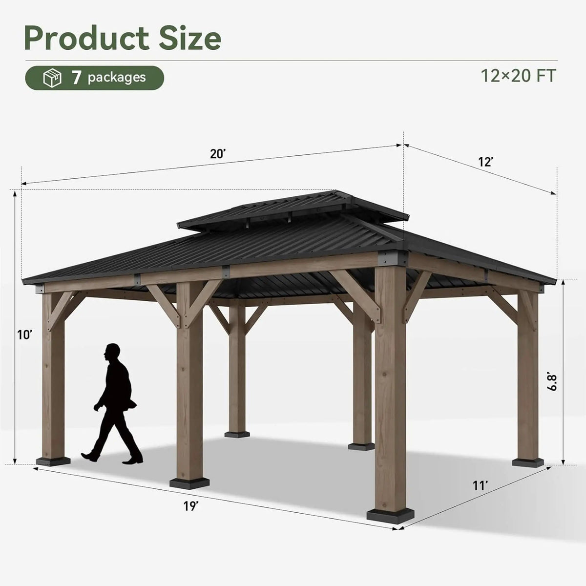 Alora Premium Outdoor Cedar Wood Galvanized Steel Hardtop Gazebo (SAK23907) by SAKSBY WHOLESALE