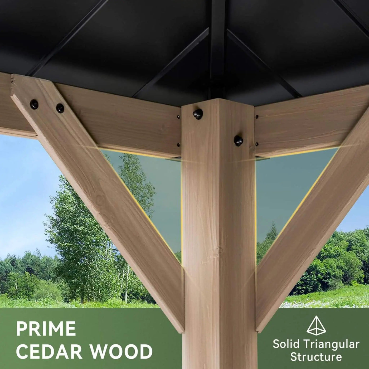 Alora Premium Outdoor Cedar Wood Galvanized Steel Hardtop Gazebo (SAK23907) by SAKSBY WHOLESALE