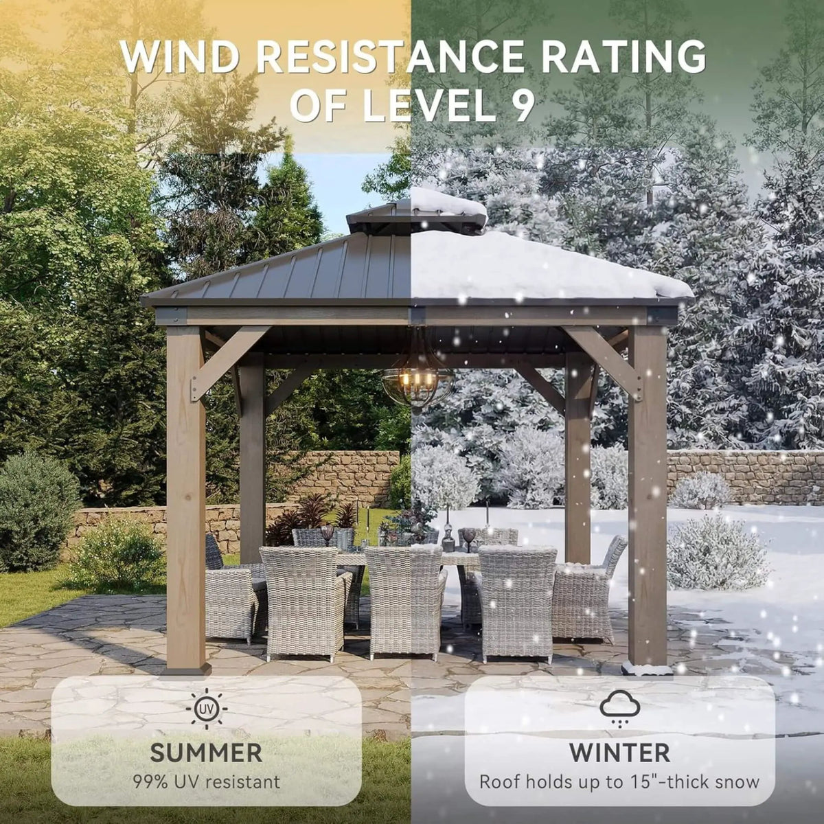 Alora Premium Outdoor Cedar Wood Galvanized Steel Hardtop Gazebo (SAK23907) by SAKSBY WHOLESALE