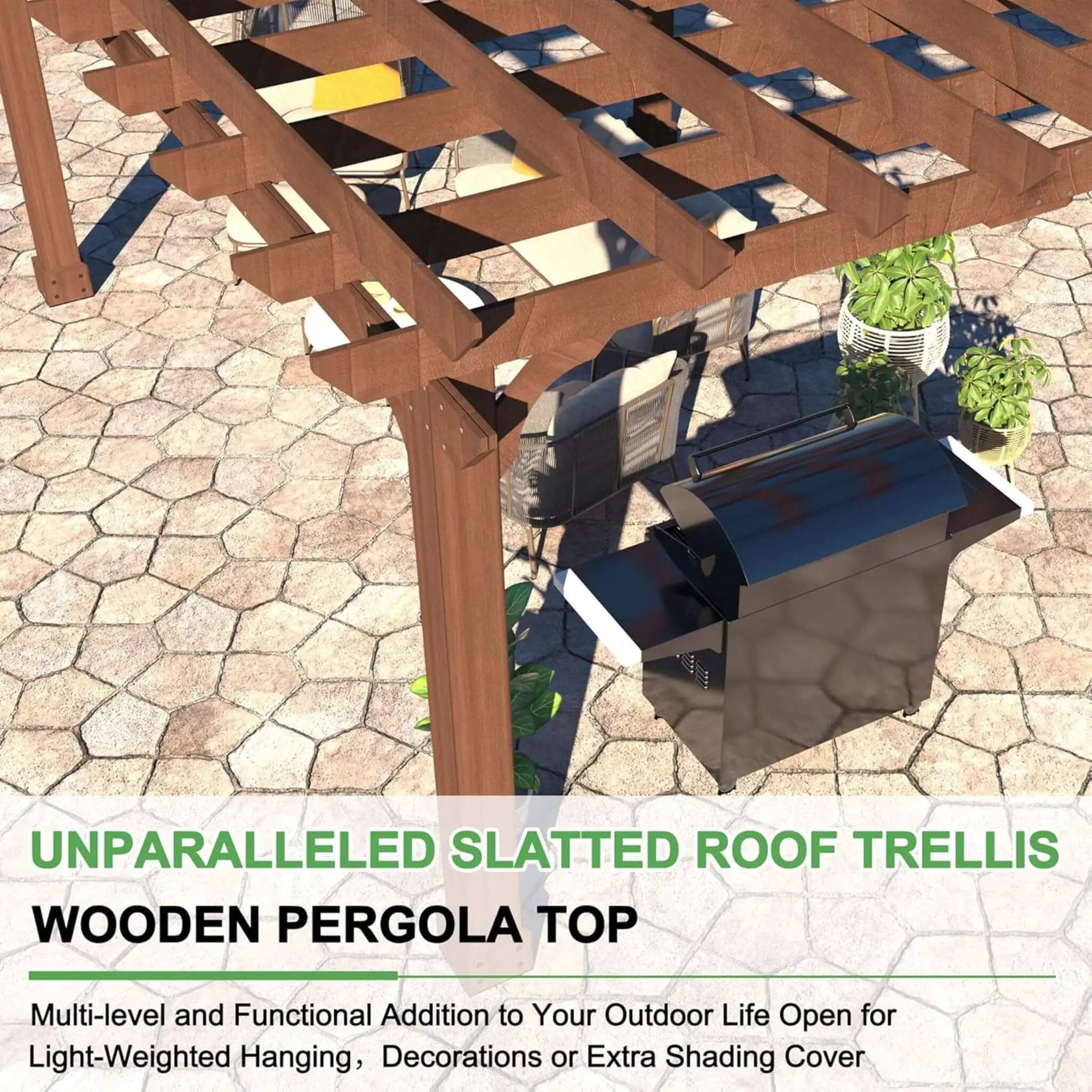 Alora Premium Outdoor Cedar Wood Pergola With Slatted Roof (SAK87024) by SAKSBY WHOLESALE