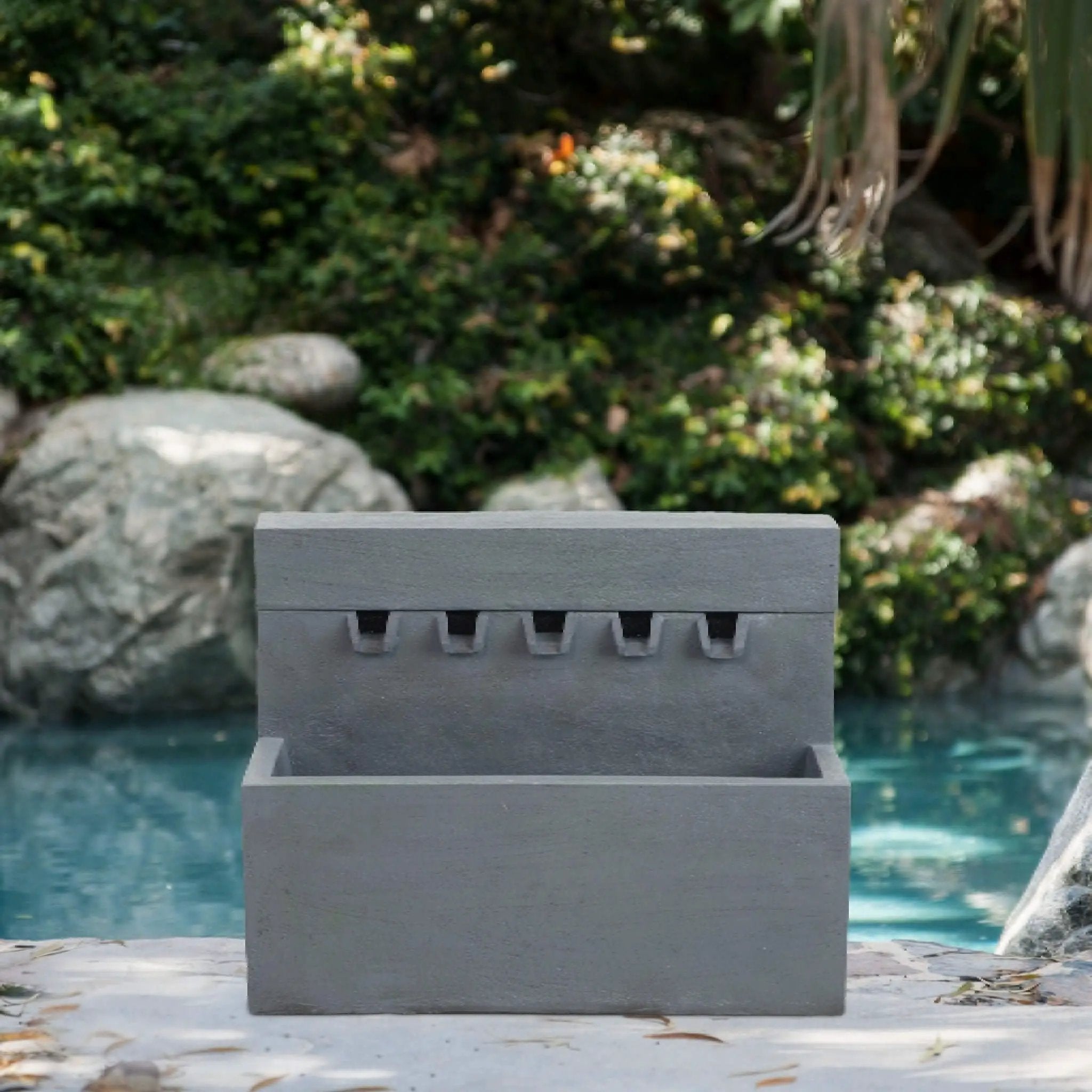 Alora Premium Outdoor Contemporary Modern Rectanglar Decorative Water Fountain, Gray (SAK09215) by SAKSBY WHOLESALE