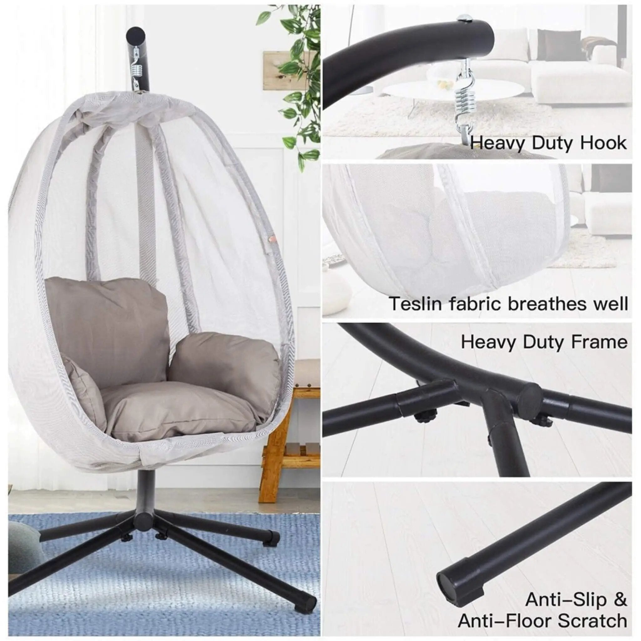 Premium 70-Inch Outdoor Hammock Egg Swing Chair With Stand (SAK42317) by SAKSBY WHOLESALE