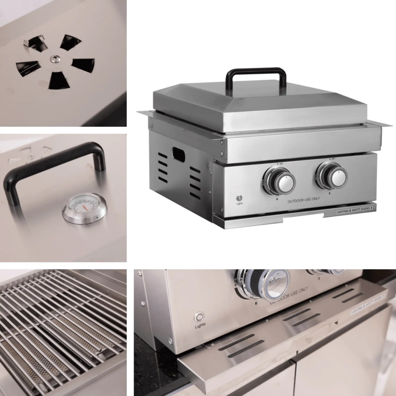 Premium Outdoor Kitchen With 32-Inch 60K BTU Built-In Stainless Steel LPG Gas Grill, Door And Drawer Combo And Stainless Steel Ice Box (SAK98661) by SAKSBY WHOLESALE