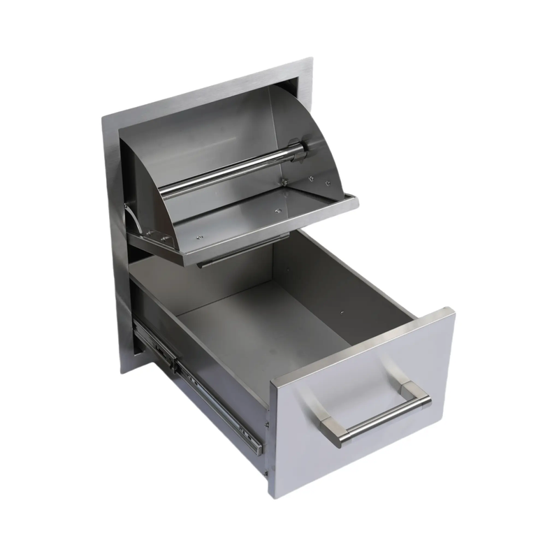 Premium Outdoor Kitchen With 32-Inch 60K BTU Built-In Stainless Steel LPG Gas Grill, Door And Drawer Combo And Stainless Steel Ice Box (SAK98661) by SAKSBY WHOLESALE