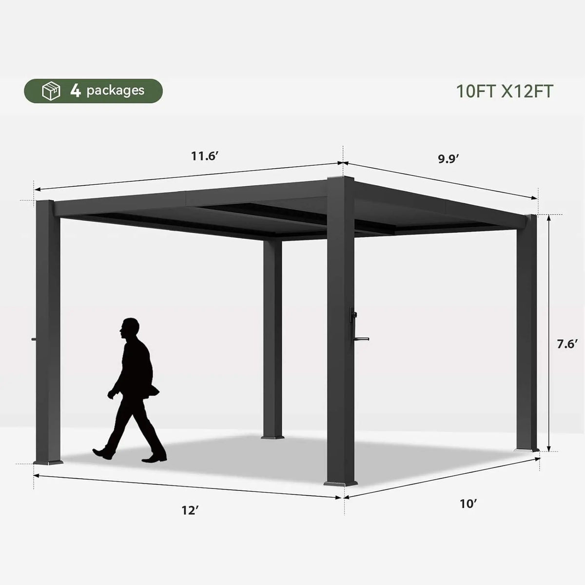 Alora Premium Gray Outdoor Metal Pergola With Louvered Roof And Drainage System (SAK76143) by SAKSBY WHOLESALE