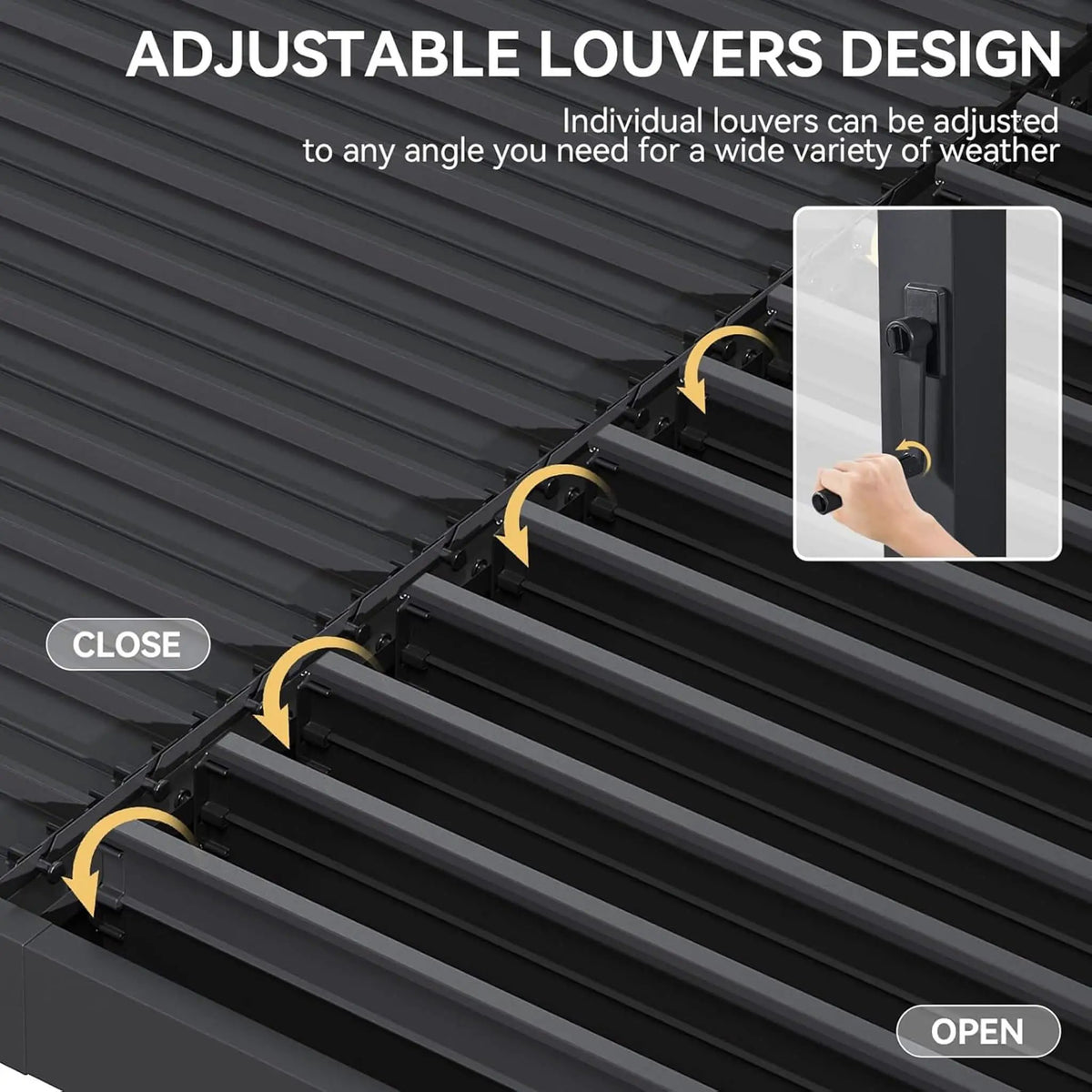 Alora Premium Gray Outdoor Metal Pergola With Louvered Roof And Drainage System (SAK76143) by SAKSBY WHOLESALE