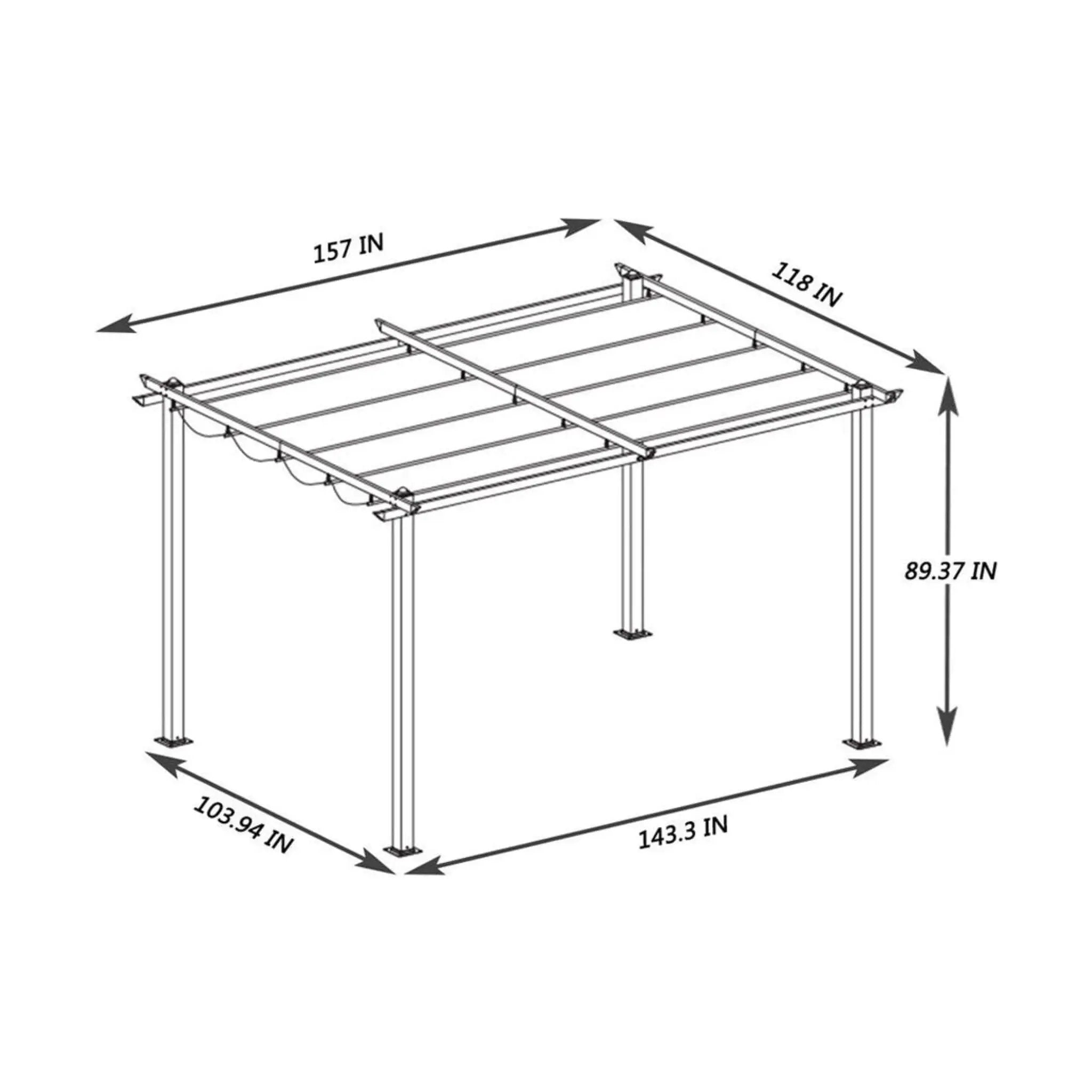 [10X13FT] Alora Premium Outdoor Patio Retractable Pergola With Canopy (SAK01864) by SAKSBY WHOLESALE
