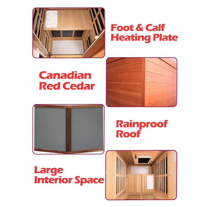 Thermora Xyra Premium 1-Person Outdoor Red Cedar Infrared Sauna With Low EMF, Chromotherapy And Bluetooth (SAK32783) by SAKSBY WHOLESALE
