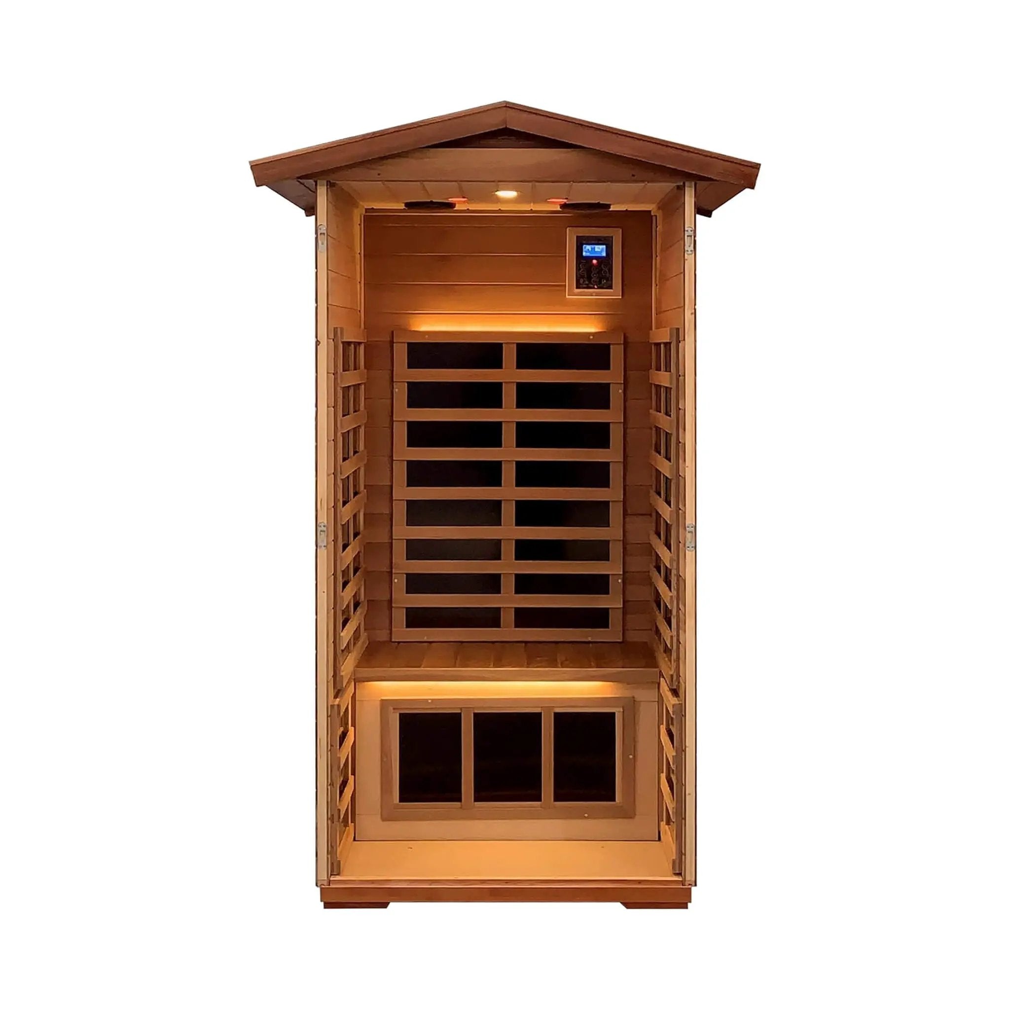 Thermora Xyra Premium 1-Person Outdoor Red Cedar Infrared Sauna With Low EMF, Chromotherapy And Bluetooth (SAK32783) by SAKSBY WHOLESALE