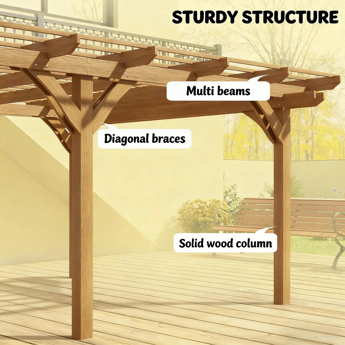[09X12FT] Alora Premium Outdoor Wooden Grape Trellis Pergola (SAK18579) by SAKSBY WHOLESALE
