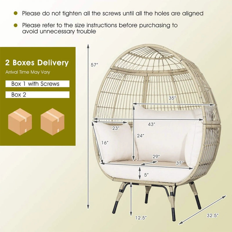 Alora Premium 57-Inch Oversized Rattan Patio Egg Lounge Chair Basket With Cushions (SAK91684) by SAKSBY WHOLESALE