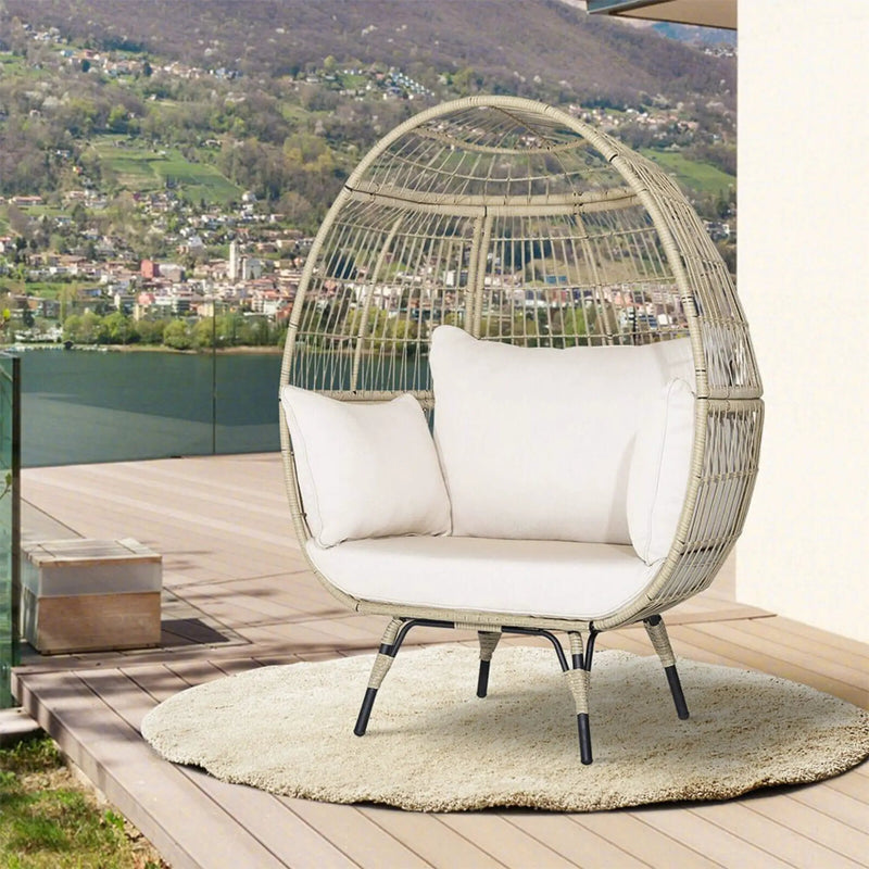 Alora Premium 57-Inch Oversized Rattan Patio Egg Lounge Chair Basket With Cushions (SAK91684) by SAKSBY WHOLESALE