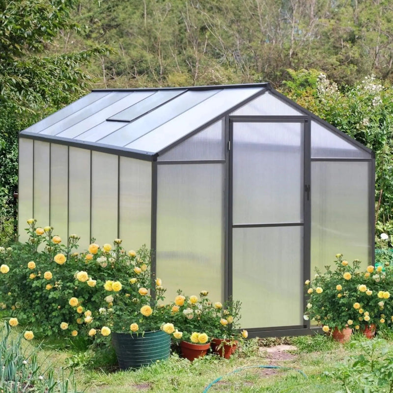 [06X12FT] Premium Polycarbonate Gray Walk-In Greenhouse Kit With Adjustable Vent And Lockable Door (SAK35264) by SAKSBY WHOLESALE