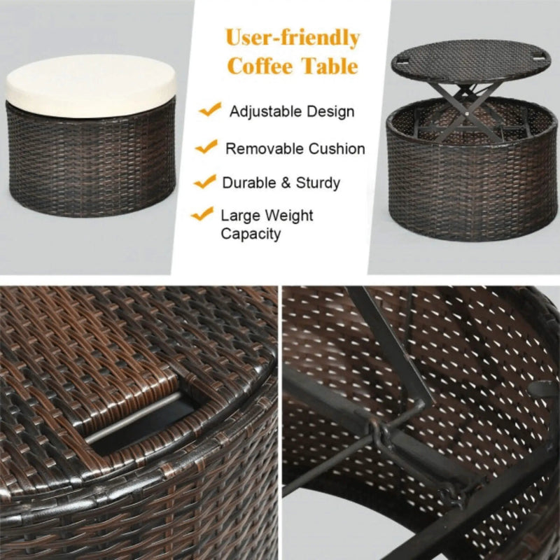 Alora Premium 76-Inch Round Outdoor Patio Rattan Daybed W/ Canopy & Table (SAK96418) by SAKSBY WHOLESALE