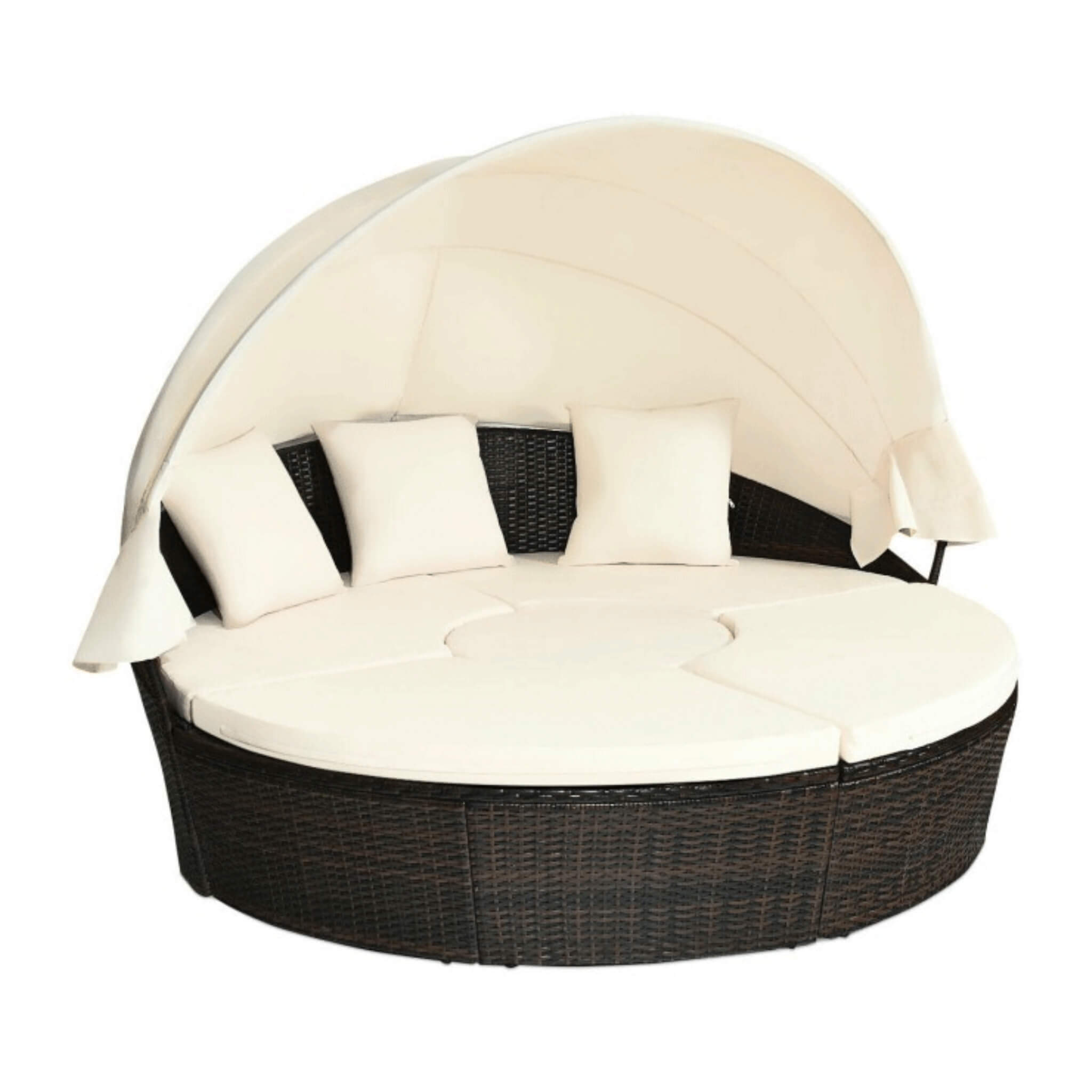 Alora Premium 76-Inch Round Outdoor Patio Rattan Daybed W/ Canopy & Table (SAK96418) by SAKSBY WHOLESALE