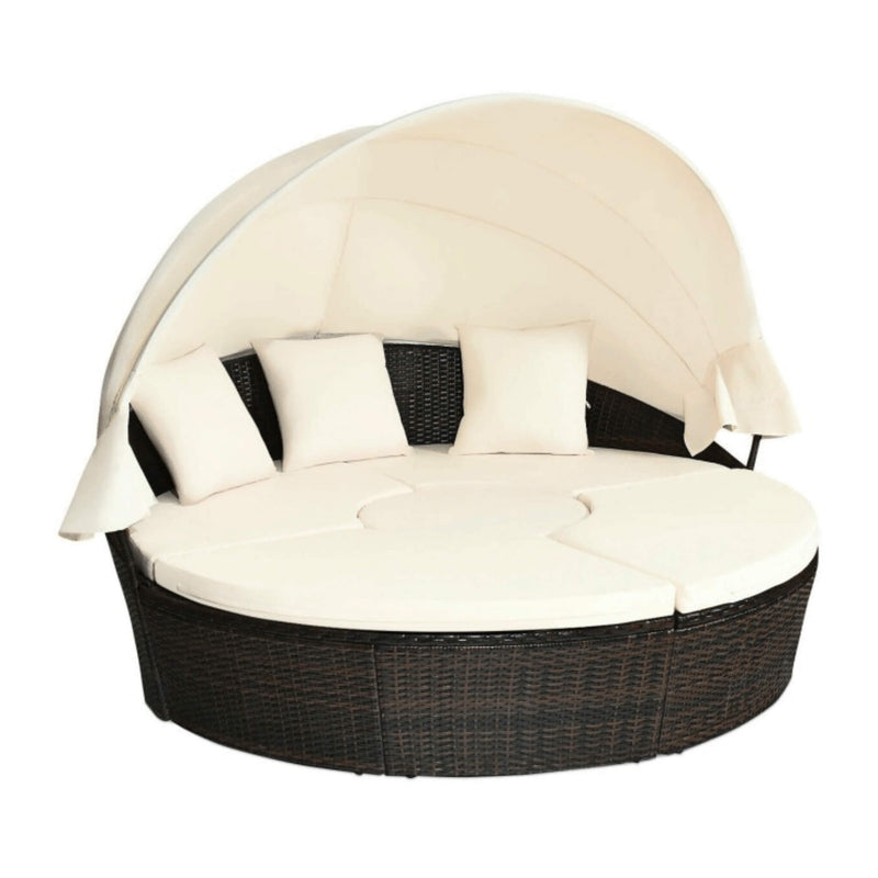 Alora Premium 76-Inch Round Outdoor Patio Rattan Daybed W/ Canopy & Table (SAK96418) by SAKSBY WHOLESALE