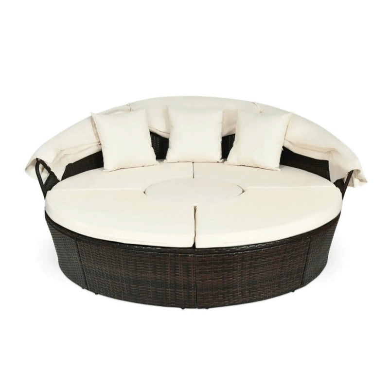 Alora Premium 76-Inch Round Outdoor Patio Rattan Daybed W/ Canopy & Table (SAK96418) by SAKSBY WHOLESALE
