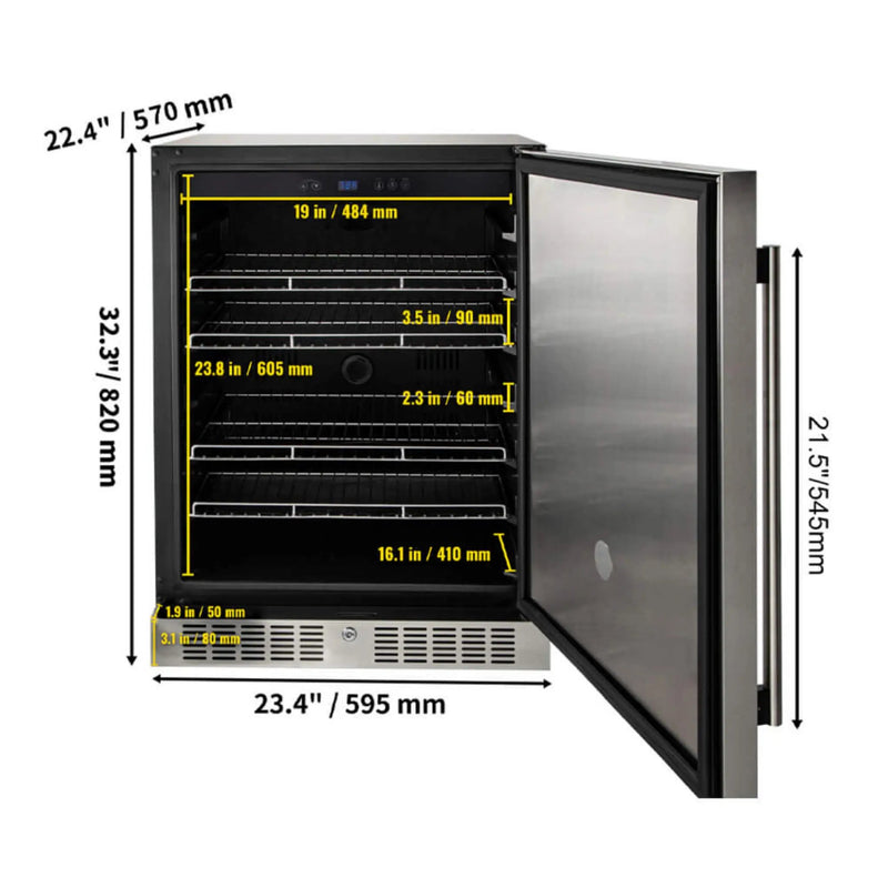 Premium 5.3 Cu.Ft Single Door Stainless Steel Built-In Wine Beverage Undercounter Refrigerator (SAK95276) by SAKSBY WHOLESALE