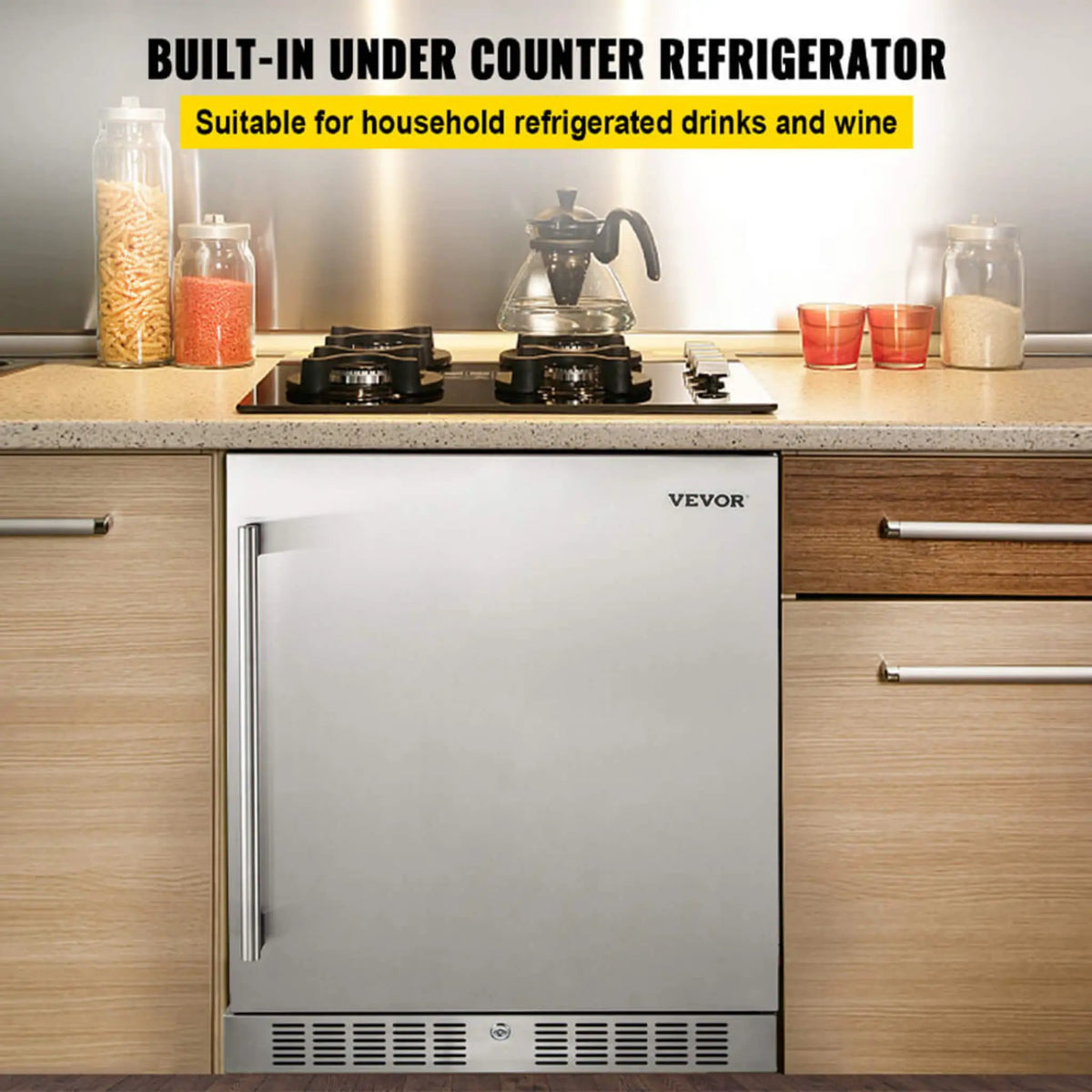 Premium 5.3 Cu.Ft Single Door Stainless Steel Built-In Wine Beverage Undercounter Refrigerator (SAK95276) by SAKSBY WHOLESALE